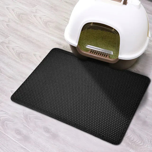 Double Layer Waterproof Cat Litter Mat Black 55X75CM
