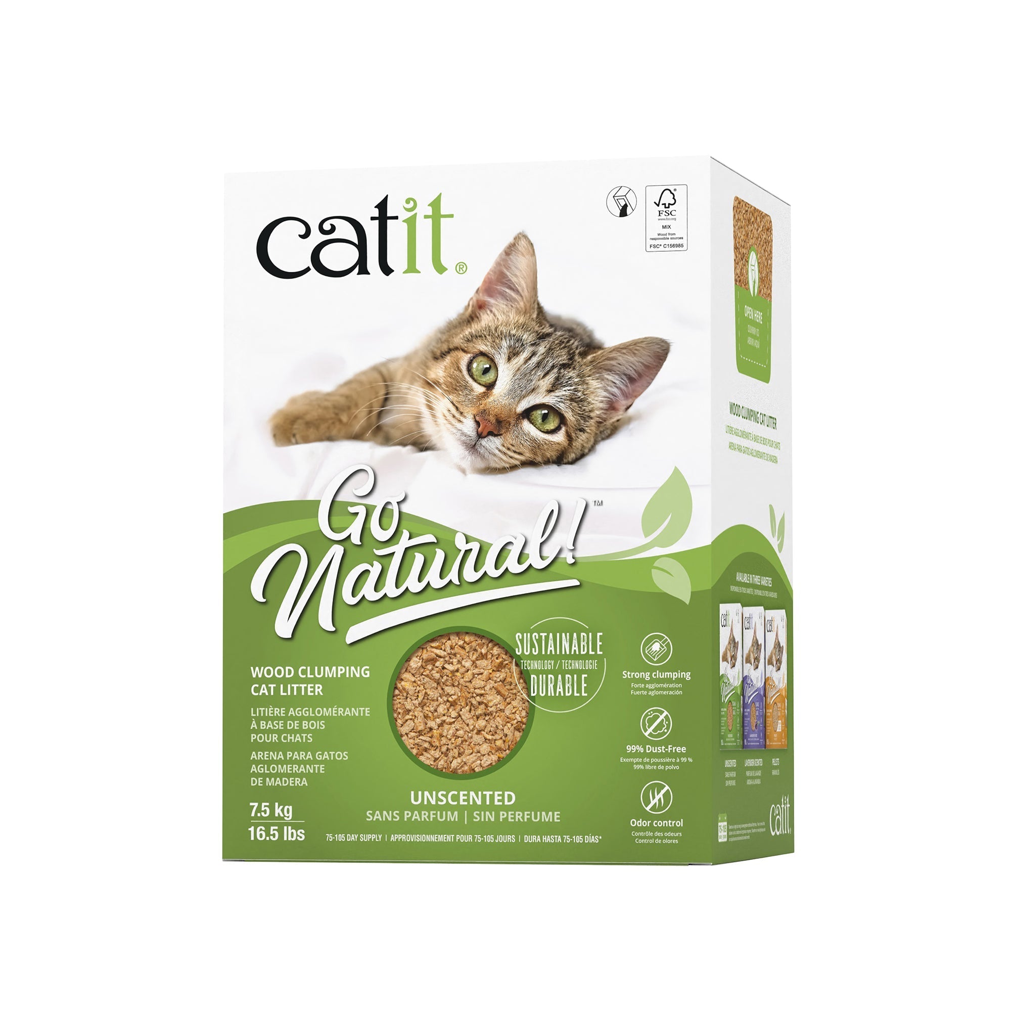 Catit Go Natural! Wood Clumping Cat Litter 7.5 kg (16.5 lbs) Box