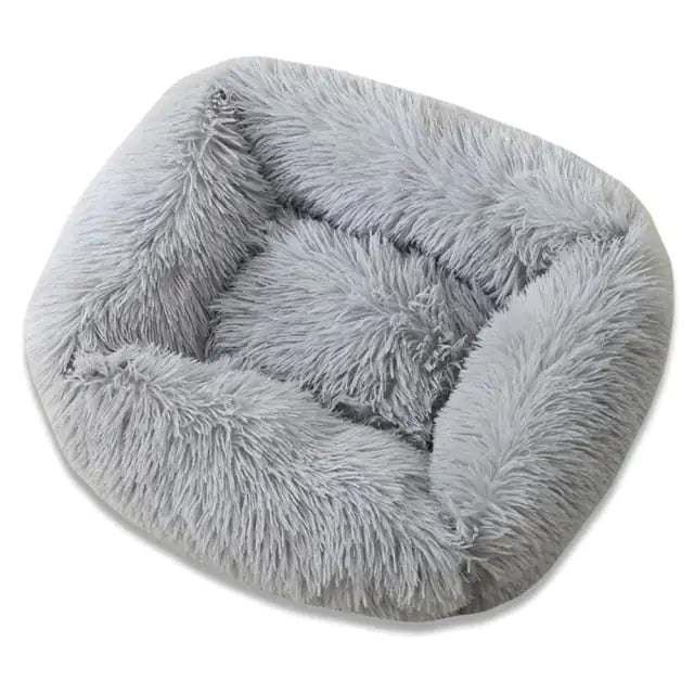 Plush Pet Bed Light Grey 66x56x18cm