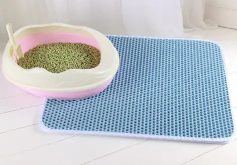 Double Layer Waterproof Cat Litter Mat Blue 30X30CM