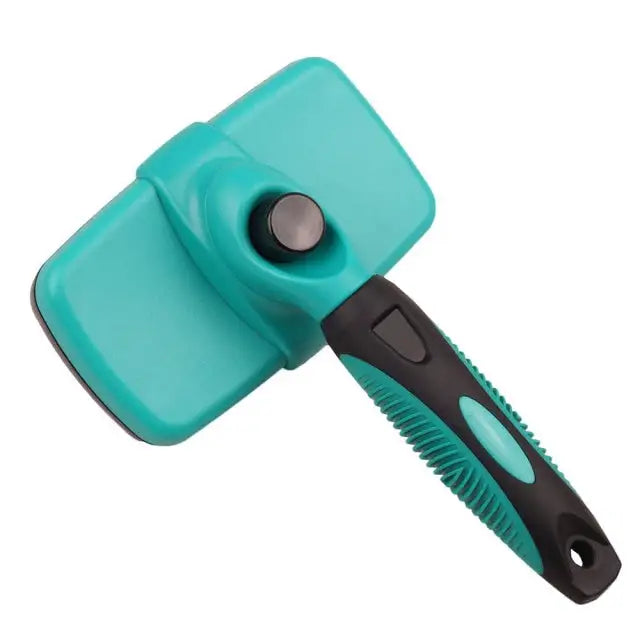 Self Cleaning Dog Brush Dark Green 12.6x19CM