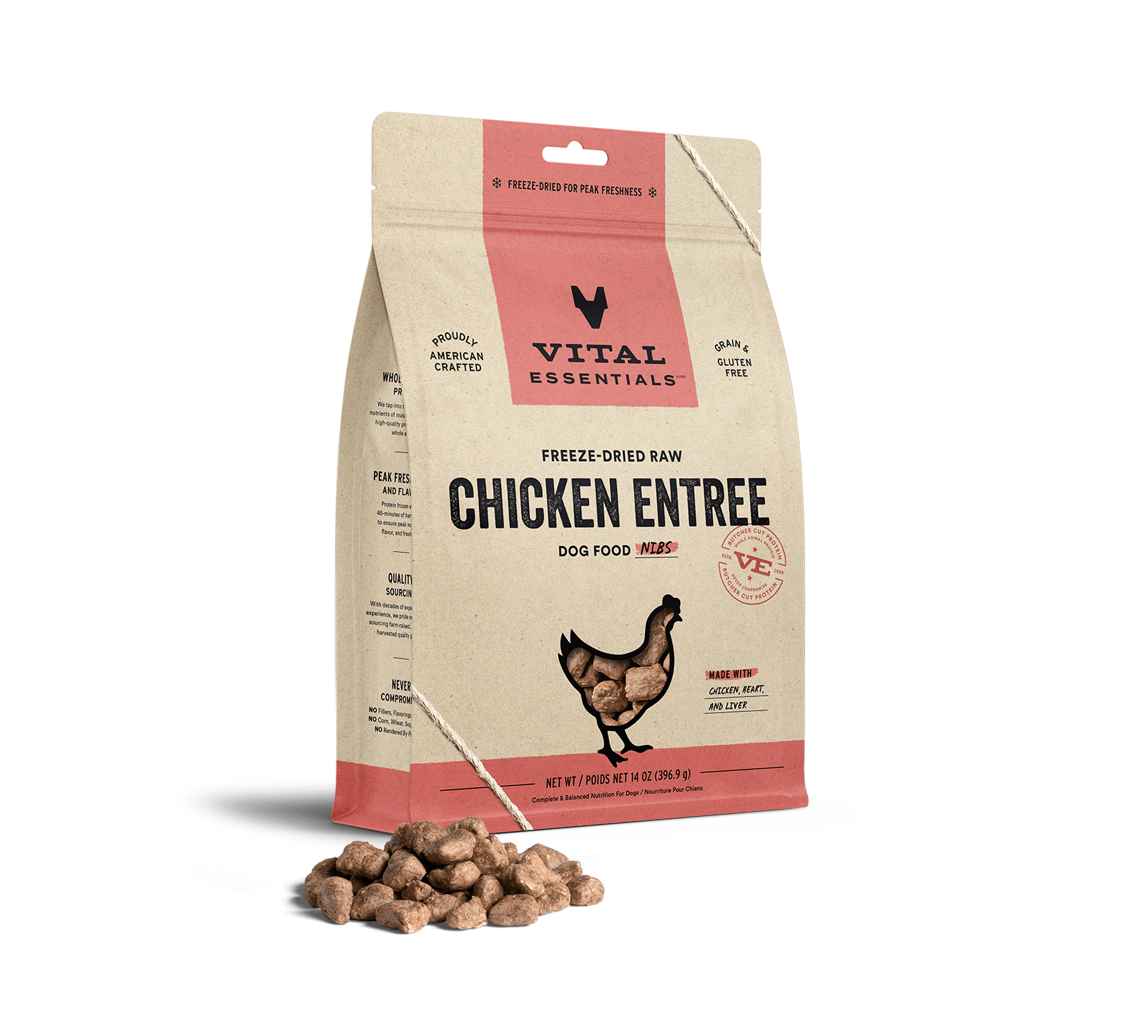Vital Essentials Chicken Entree Nibs Freeze-Dried Raw Dog Food