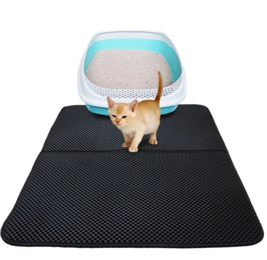 Cat Litter Trapping Mat Black L Foldable