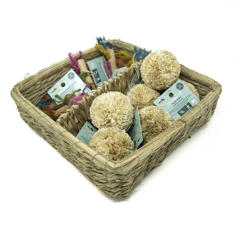 OXBOW Play Pom & Rainbow Knot Stick Basket
