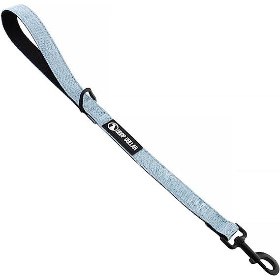 Drop Collar Natural Material Leash with Sleek D-Ring for Accessories & Soft Padded Gel Handle for Comfort (Shorty)